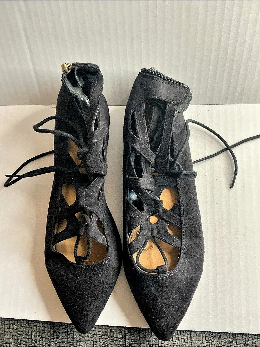 Black Pointed-Toe Cutout Heels